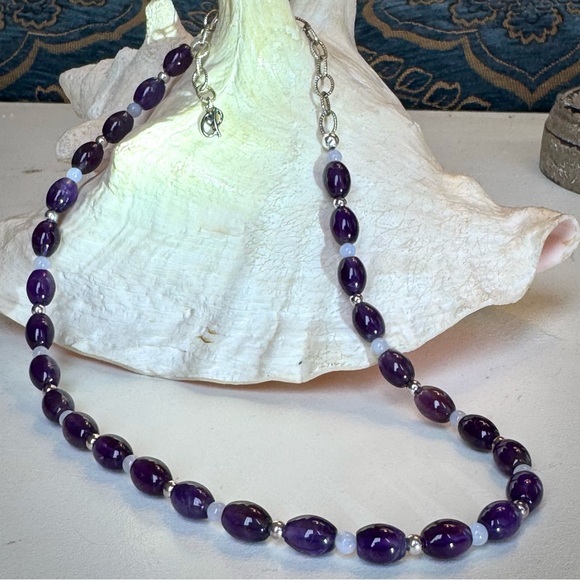 Carolyn Pollack Amethyst Beaded Necklace w/ Sterling Silver Extender - Picture 3 of 5